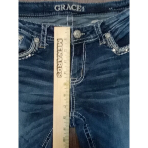 Grace In LA Bootcut Jeans Womens Size 30 Blue Bedazzled Embellished Sequin - Picture 13 of 14
